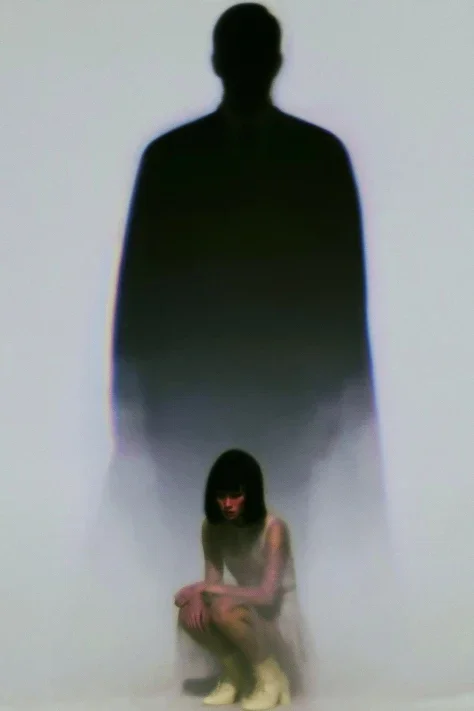 Towering Shadow Over Crouching Girl