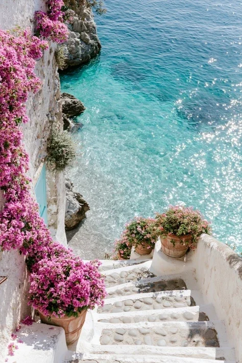 Bougainvillea Stairs to Amalfi Beach