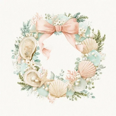 Coastal Christmas Seashell Wreath