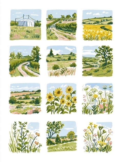 English Countryside Summer Tiles