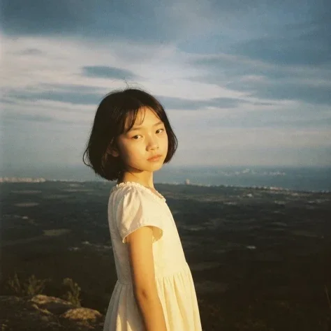 Profile / Avatar - Girl on a Vast Hilltop — GPT Image 2.5 AI Prompt: Create a square-format cinematic film photograph of a young East Asian girl, abo...