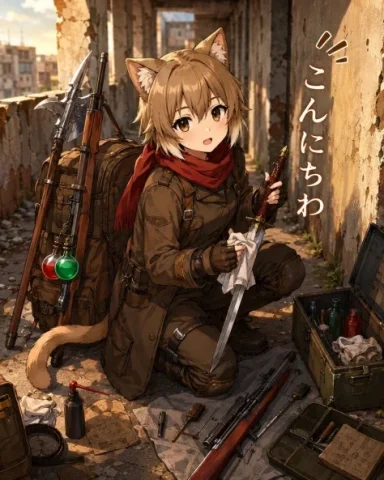 Cat-Eared Adventurer — GPT Image 2.5 AI Prompt: Create a detailed anime-style illustration of a cute cat-eared adventurer girl n...
