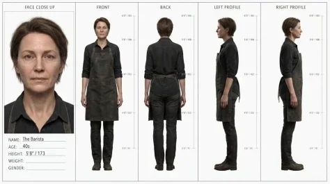 Barista Character Turnaround Reference