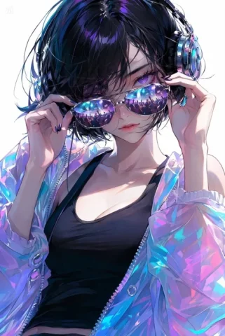 Cyber Club Anime Fashion Portrait — GPT Image 2.5 AI Prompt: Create a stylish vertical anime portrait of a fashionable young woman from the u...