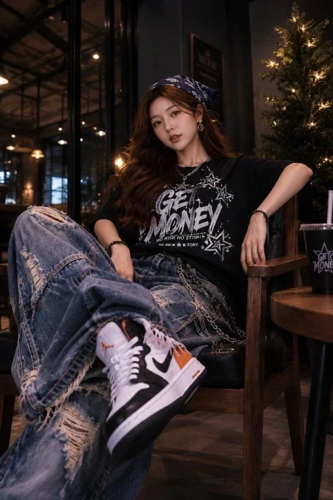 Ultra-Realistic Streetwear Café Portrait