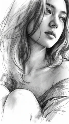 Monochrome Graphite Portrait — Nano Banana 2 AI Prompt: Ultra-detailed monochrome graphite portrait illustration, contemporary fine-art...