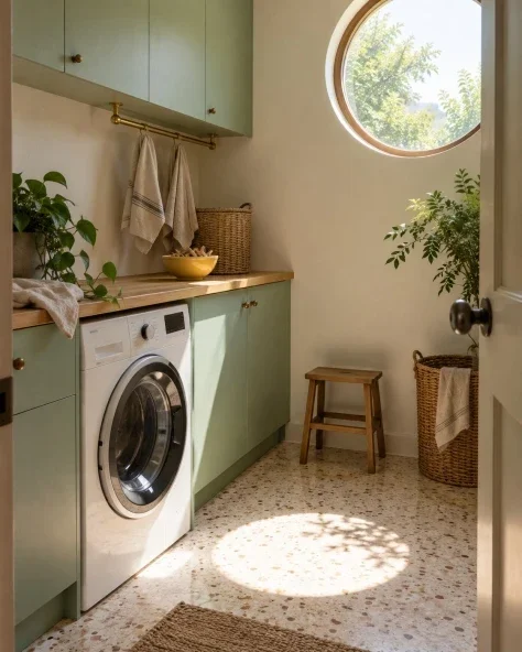 A Mint-Green Laundry Corner