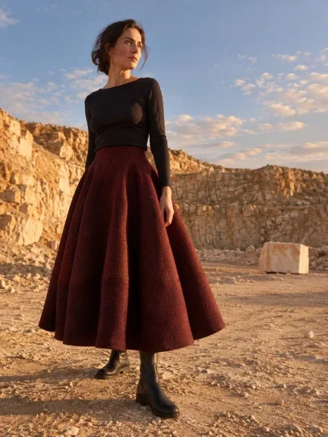 A Burgundy Lantern Skirt in the Quarry