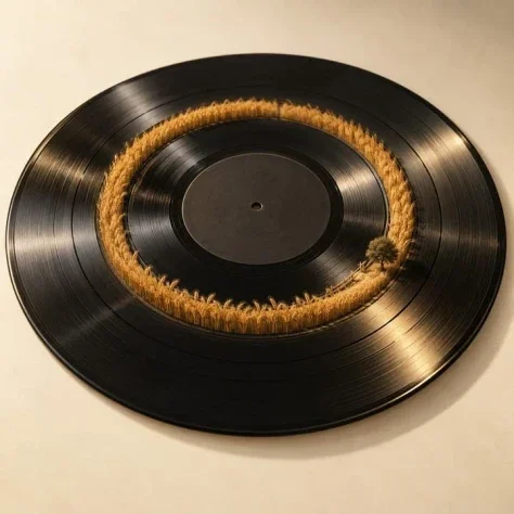 A Wheat Field on Vinyl — Nano Banana 2 AI Prompt: Generate exactly one finished image, never a collage, grid, or multiple variants...