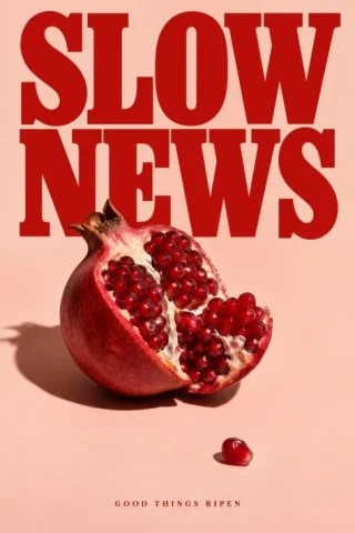 Slow News as Pomegranates Ripen — Nano Banana 2 AI Prompt: Generate exactly one finished image, never a collage, grid, or multiple variants...