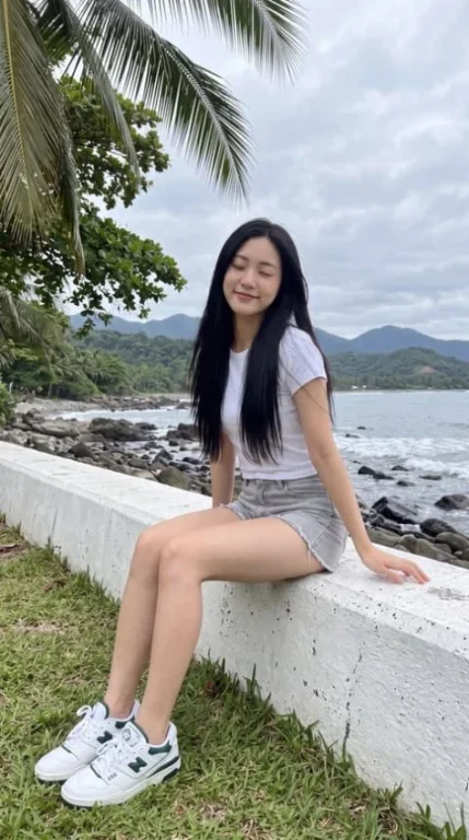 East Asian Woman on Seawall