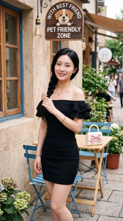 Black Dress Cafe Portrait