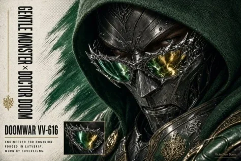 Doctor Doom Luxury Eyewear Poster — Nano Banana 2 AI Prompt: Goal: Create a cinematic collectible character poster for a dark fantasy / super...