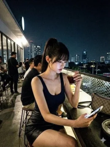 Jakarta Rooftop Cafe Candid Smartphone Photo — Nano Banana 2 AI Prompt: { "task": "photo_editing", "instruction": "Replicate the exact appearance of the...