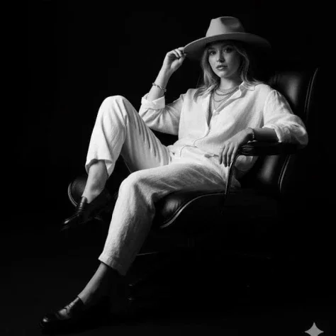 Black-and-White Fedora Studio Portrait — Nano Banana 2 AI Prompt: { "prompt": "Hyper-realistic 8K black-and-white studio portrait captured as a me...