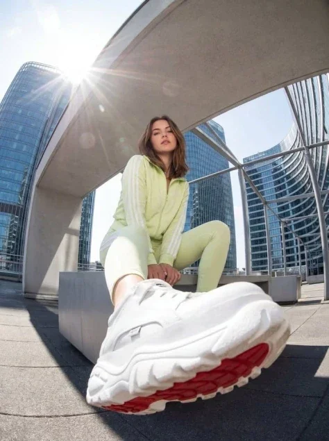 Fisheye Low-Angle Red Streetwear Shot