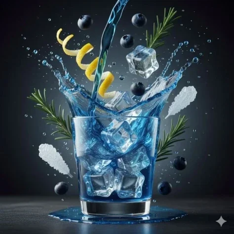 Floating Cocktail Food Advertising — Nano Banana 2 AI Prompt: Hyper-realistic food photography, ultra high-definition, dynamic floating ingred...