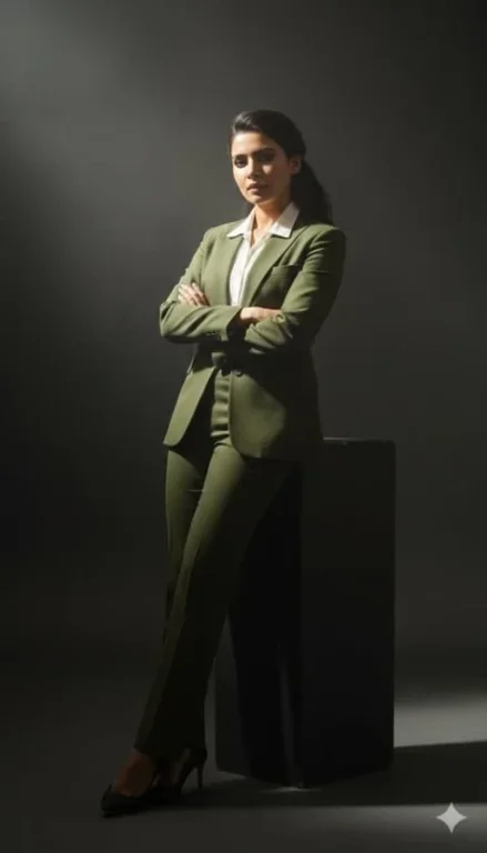 Olive Suit Chiaroscuro Studio Portrait