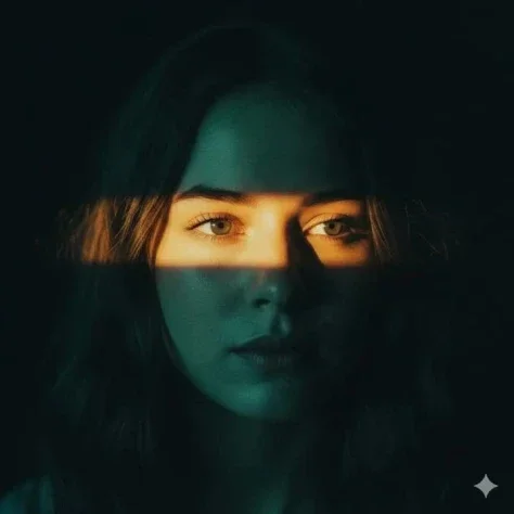 Moody Female Portrait With Golden Light Strip