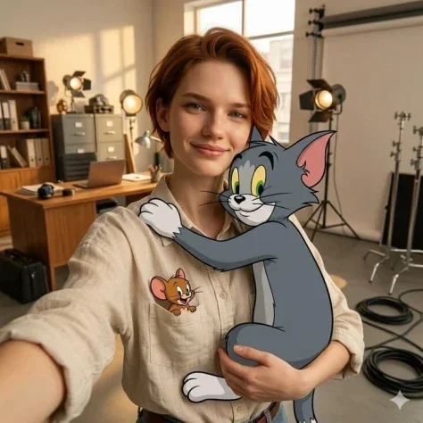 POV Selfie Hugging Tom — Nano Banana 2 AI Prompt: A Realistic First Person (Pov) Selfie Taken With An Outside Arm, In The Same Clo...