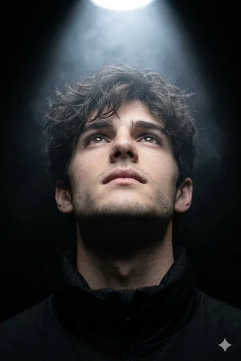 Upward Gaze Spotlight Portrait