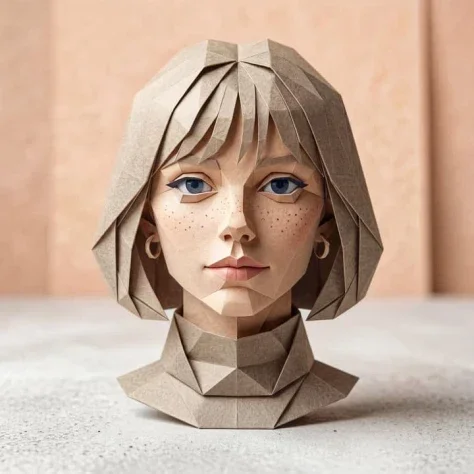 Hyper-Detailed Origami Character — Nano Banana 2 AI Prompt: A hyper-detailed origami-style version of a person, folded from high-quality pap...