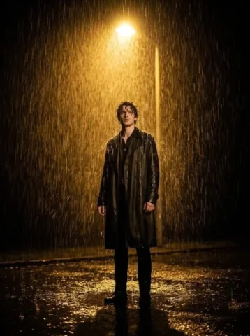 Streetlight Rain Night Cinematic Portrait — Nano Banana 2 AI Prompt: Create a highly cinematic, realistic photo of a person using the face from the u...