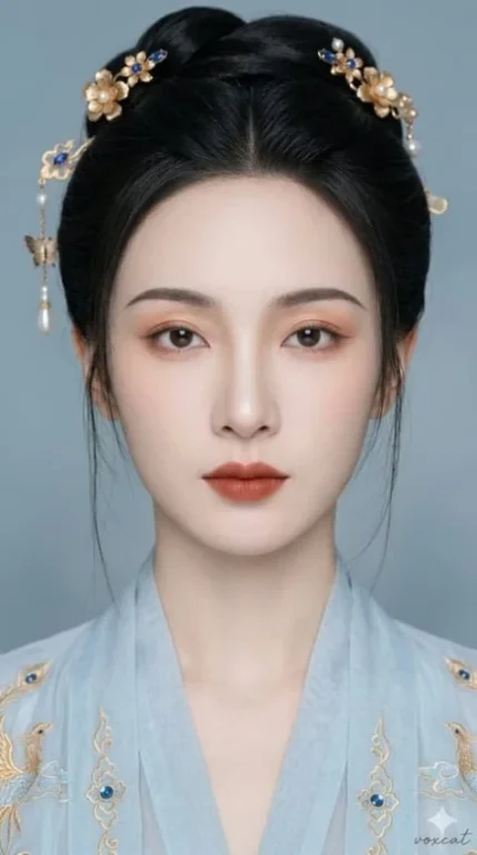 Elegant Ancient-Style Frontal Close-Up