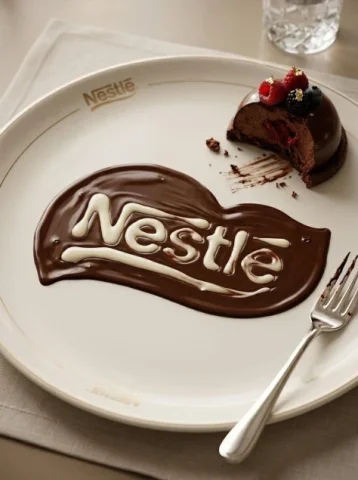Melted Chocolate Logo — Nano Banana 2 AI Prompt: Transform the uploaded logo into a realistic dessert scene where the logo silhou...