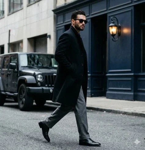 Black Overcoat Street Style