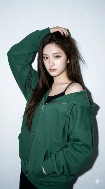 Cool-Flash Black Hoodie Portrait Against White Plaster