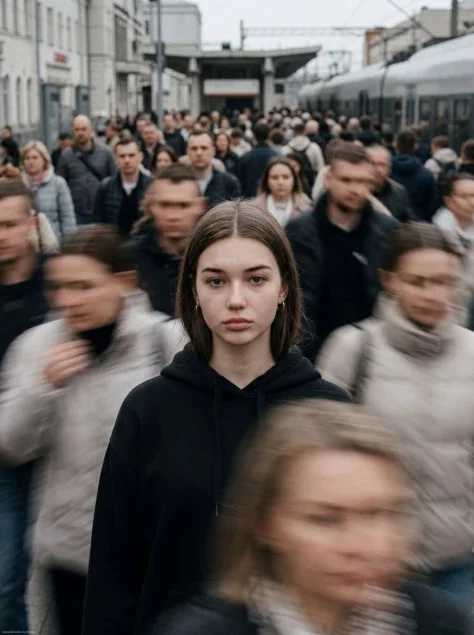 Stillness Amid Commuter Motion Blur