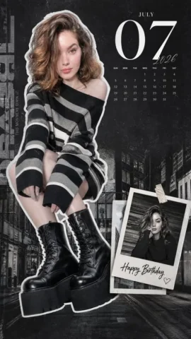 Cool-Tone Idol Editorial Wallpaper — Nano Banana 2 AI Prompt: Vertical 4:5 mobile wallpaper in a digital collage and magazine editorial style....
