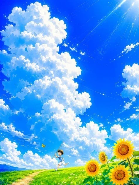 Boy Chasing Butterflies
