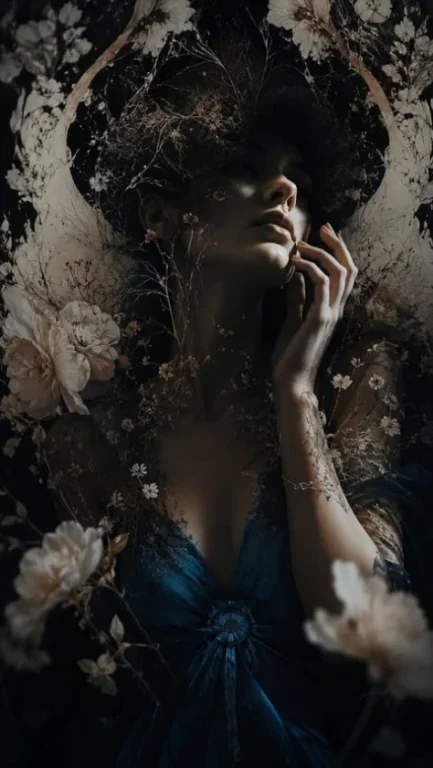 Dark Floral Moonlight Portrait