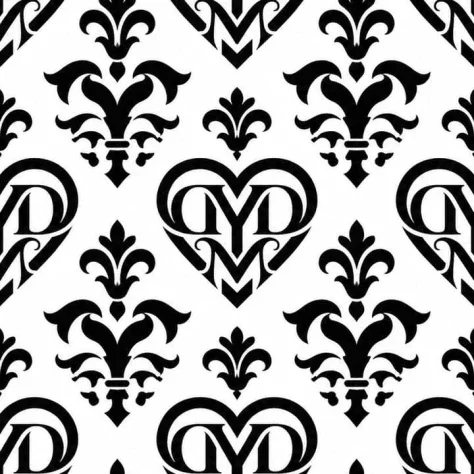 Monochrome Damask Monogram