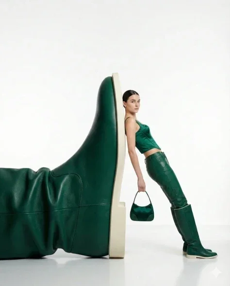 Green Boot Fashion Editorial