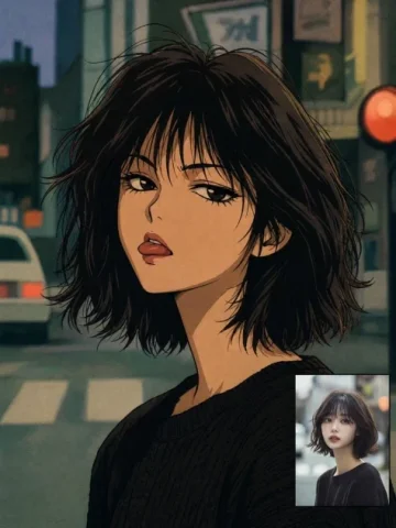 90s Anime Urban Selfie — Nano Banana 2 AI Prompt: Create a square-to-portrait 90s anime transformation portrait of a young woman i...