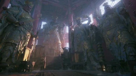 Four Heavenly Kings in Tang Court Hall — Nano Banana 2 AI Prompt: Tang Dynasty Dali Temple judicial hall interior. Strictly preserve original layo...