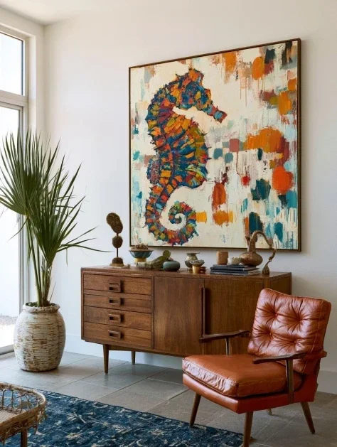 Bold Seahorse Canvas in Modern Interior