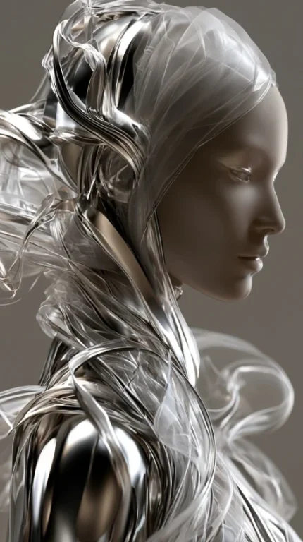 Silver Ribbons Forming a Face
