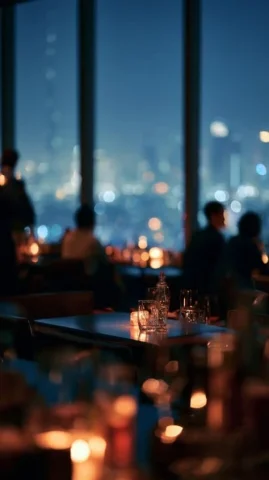 Dubai Sky Bar Table for Two — Nano Banana 2 AI Prompt: A Dubai sky bar, hyper-realistic texture. A bar table in focus, with background...