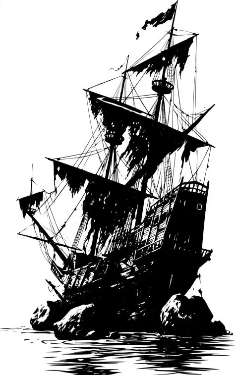Medieval Shipwreck Vector Silhouette
