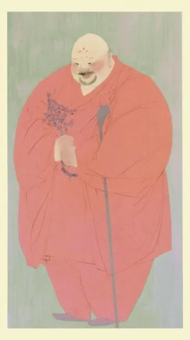 Gentle Bald Monk With Prayer Beads — Nano Banana 2 AI Prompt: 光头强健男子，头顶点着点状戒疤，短胡须，身形宽厚壮硕，目光温和望向屏幕，神情平和...
