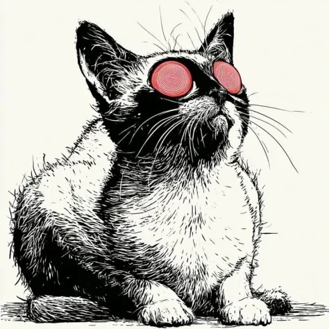 Hypnotic Crazy Cat Lineart