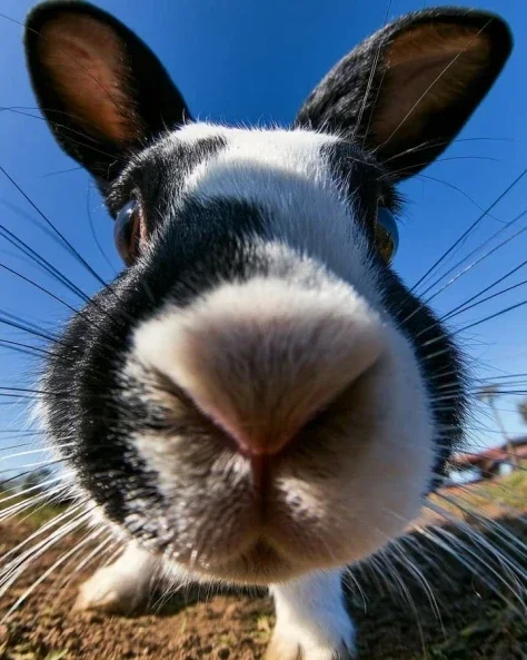 Grumpy Rabbit Fisheye Selfie