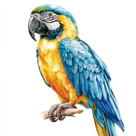 Watercolor Macaw Fashion Illustration