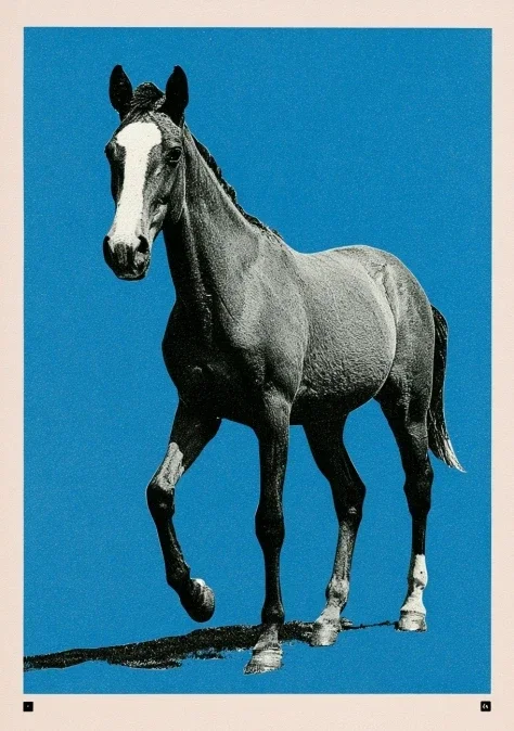 Pink Paper Cutout Horse Collage Poster