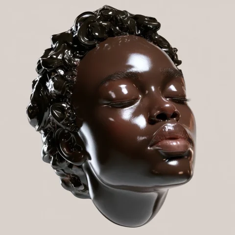 Glossy Porcelain 3D Head Render — Nano Banana 2 AI Prompt: Ultra stylized 3D character head render, floating head, smooth rounded anatomy,...