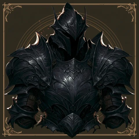 Vathriel's Sunless Realm Black Armor — Nano Banana 2 AI Prompt: Heavy Armor black as night - Forged from the moment Vathriel shed his restraint,...